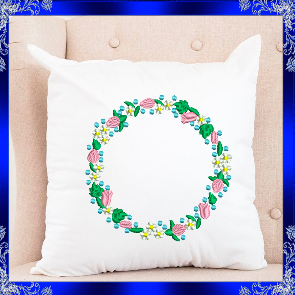 Flower Frame Embroidery Floral Wreath Frame Embroidery Wreath Floral Monogram Frame Embroidery Roun 2