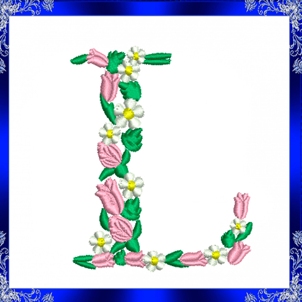 Letter L Monogram Embroidery Floral L Monogram Fancy Vine Monogram Embroidery Floral Monogram Embro 1