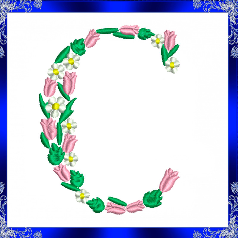 Letter C Monogram Embroidery Floral C Monogram Fancy Vine Monogram Embroidery Floral Monogram Embro 1
