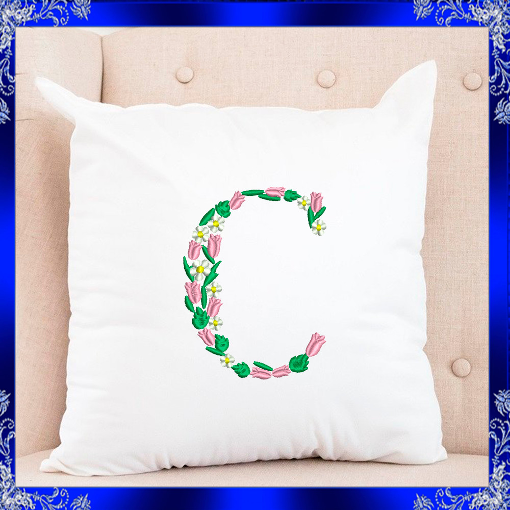 Letter C Monogram Embroidery Floral C Monogram Fancy Vine Monogram Embroidery Floral Monogram Embro 3