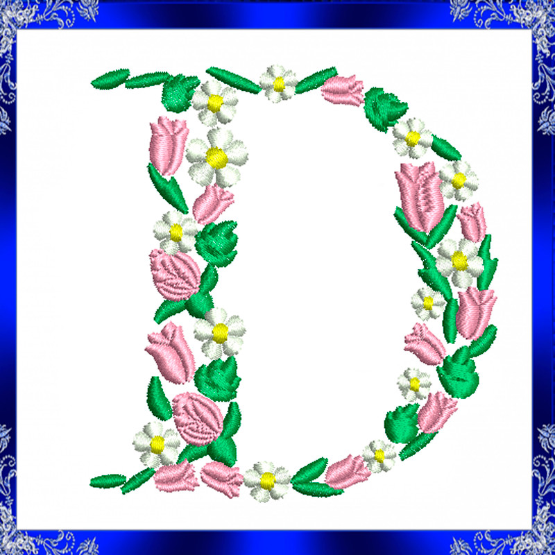 Letter D Monogram Embroidery Floral D Monogram Fancy Vine Monogram Embroidery Floral Monogram Embro 1