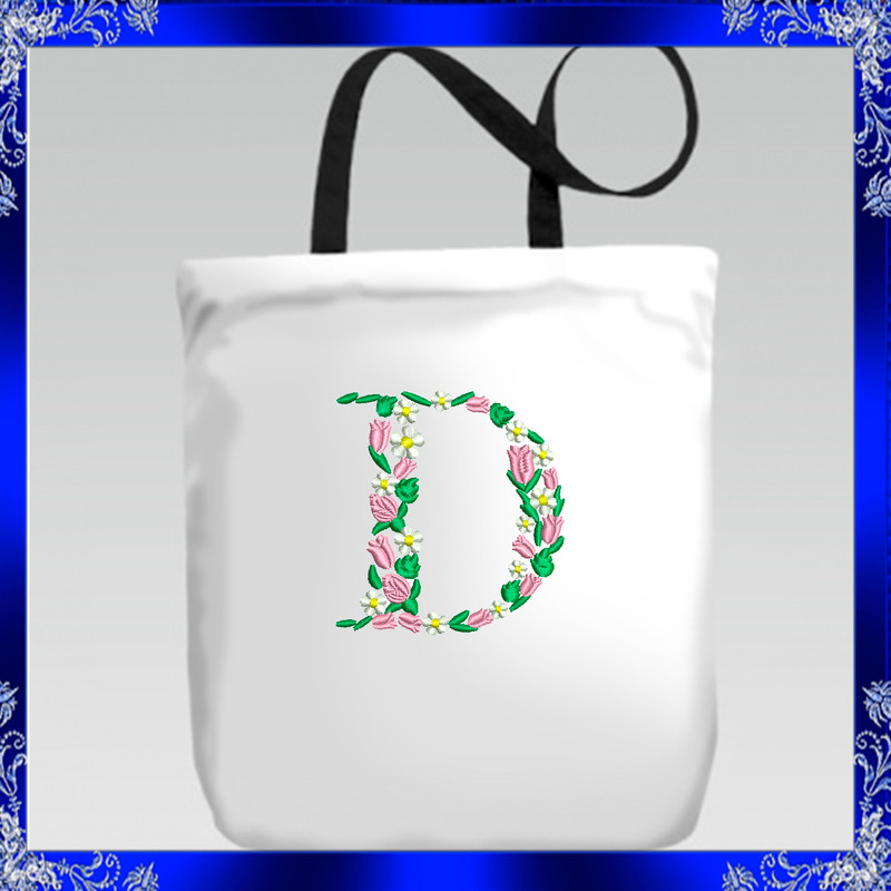 Letter D Monogram Embroidery Floral D Monogram Fancy Vine Monogram Embroidery Floral Monogram Embro 2