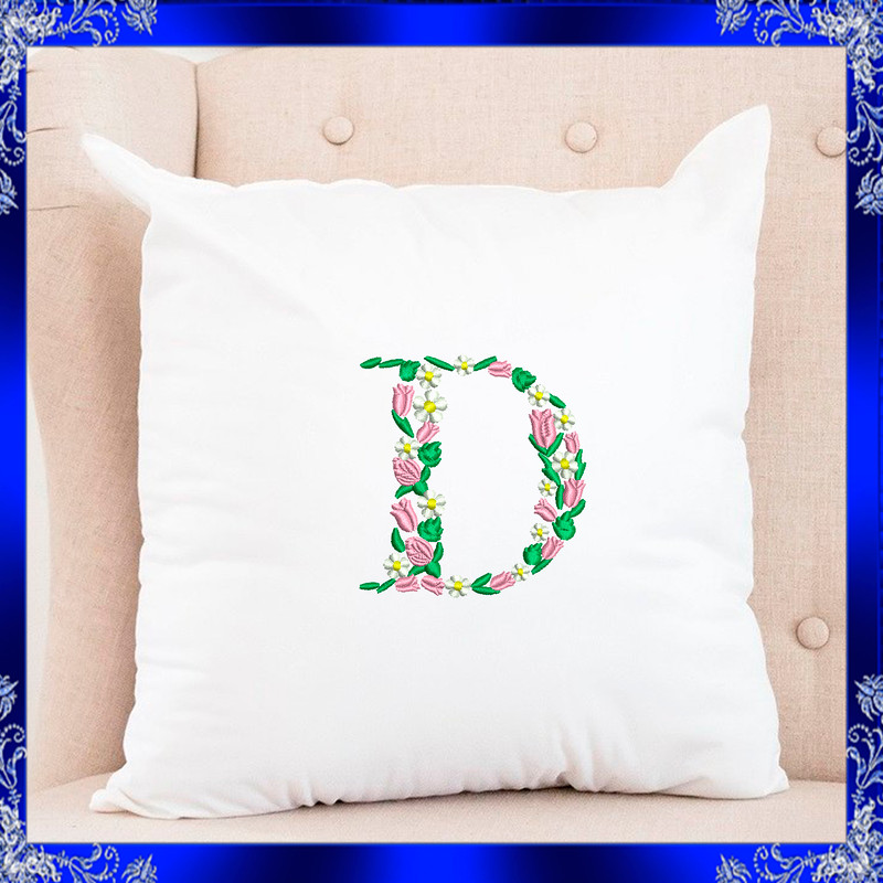 Letter D Monogram Embroidery Floral D Monogram Fancy Vine Monogram Embroidery Floral Monogram Embro 3