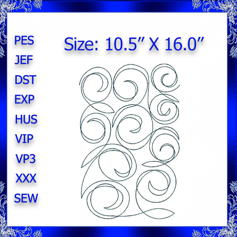 105x16 Quilting Swirls Machine Embroidery Design Quilting Swirly Embroidery Design Quilting Swirls  0