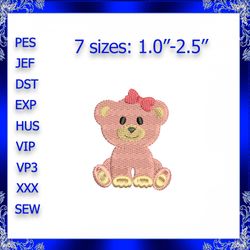 mini bear embroidery design bear machine embroidery design girl bear embroidery instant download newborn design 108