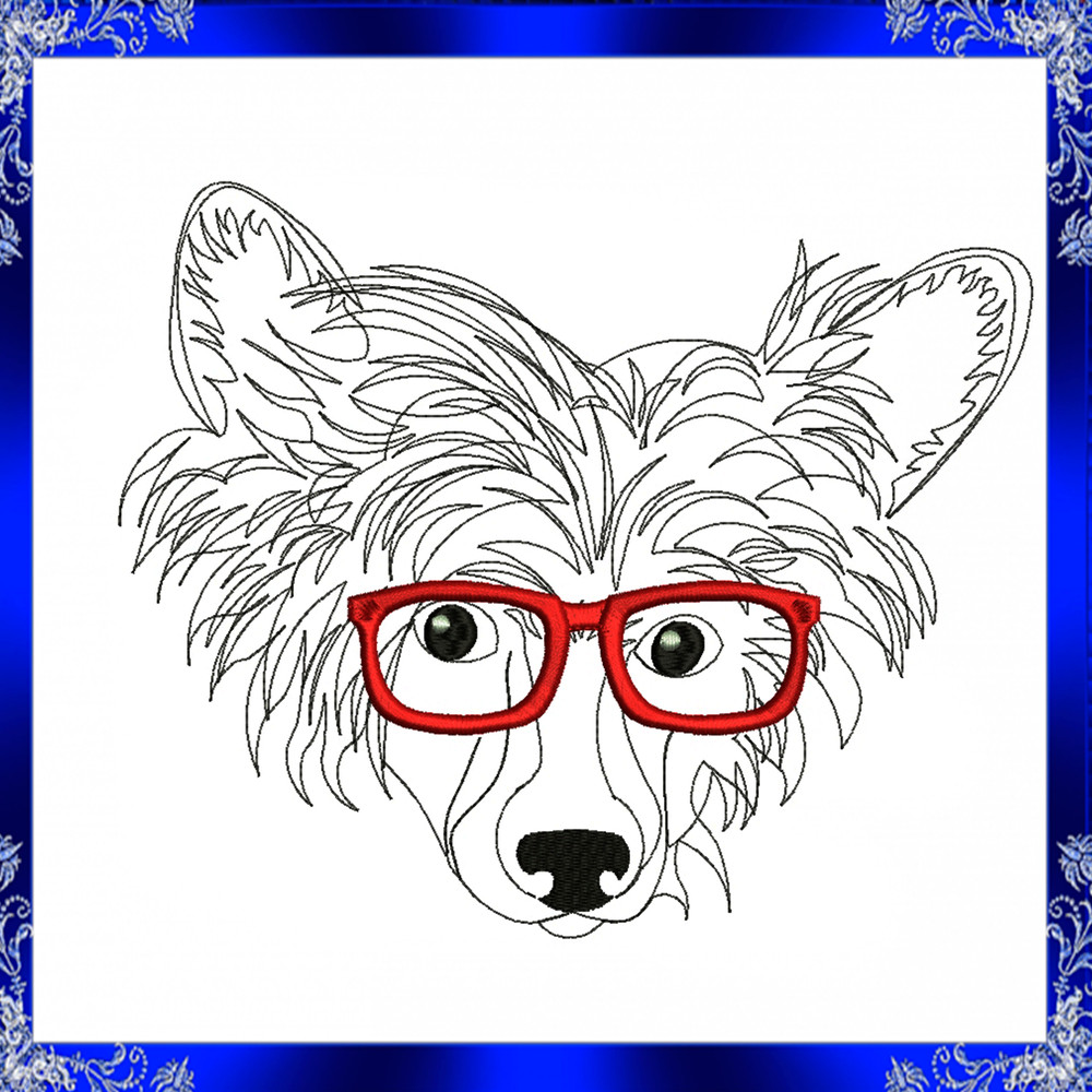 Chinese Crested Glasses Machine Embroidery Design Chinese Crested Embroidery Design Dog Glasses Mac 2