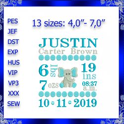 birth announcement template machine embroidery design instant download baby girl embroidery new baby embroidery 387