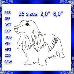 long hair dachshund embroidery design dachshund machine embroidery design dog embroidery pet embroidery design 431