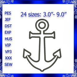 anchor applique machine embroidery design instant download anchor silhouette anchor nautical embroidery anchor 428