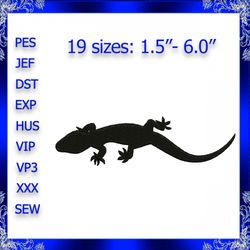salamander machine embroidery design gecko embroidery design salamander embroidery gecko silhouette embroidery design li