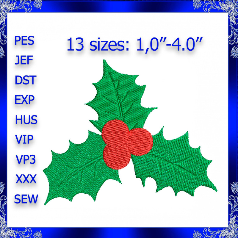 Holly Berry Machine Embroidery Design Holly Christmas Berry Embroidery Design Holiday Embroidery De 0