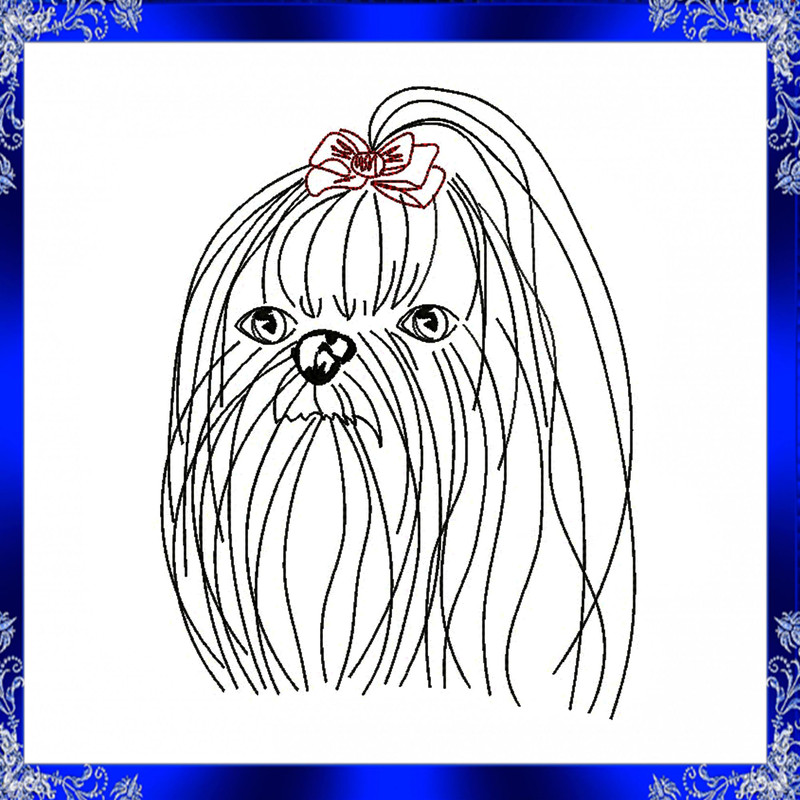 Maltese Dog Machine Embroidery Design Head Bow Embroidery Maltese Dog Head Bow Doggie 434 1