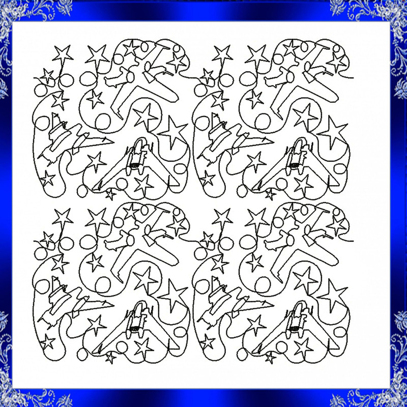 Spaceship Quilt Block Machine Embroidery Design Space Quilting Block Embroidery Design Continuous Q 3