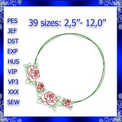 flower frame embroidery floral wreath frame embroidery wreath floral monogram frame embroidery round frame 440