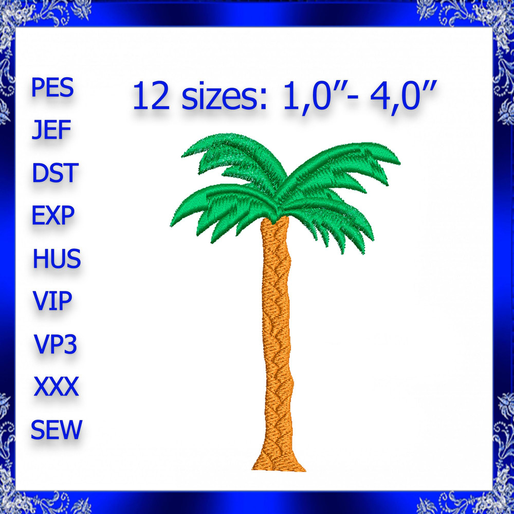 Palm Tree Embroidery Design Small Palm Tree Machine Embroidery Mini Palm Tree Embroidery Coconut Tr 0