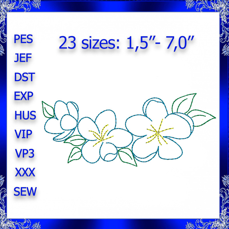 Flowers Embroidery Design Modern Boho Flowers Border Machine Embroidery Design Curved Border Floral 0