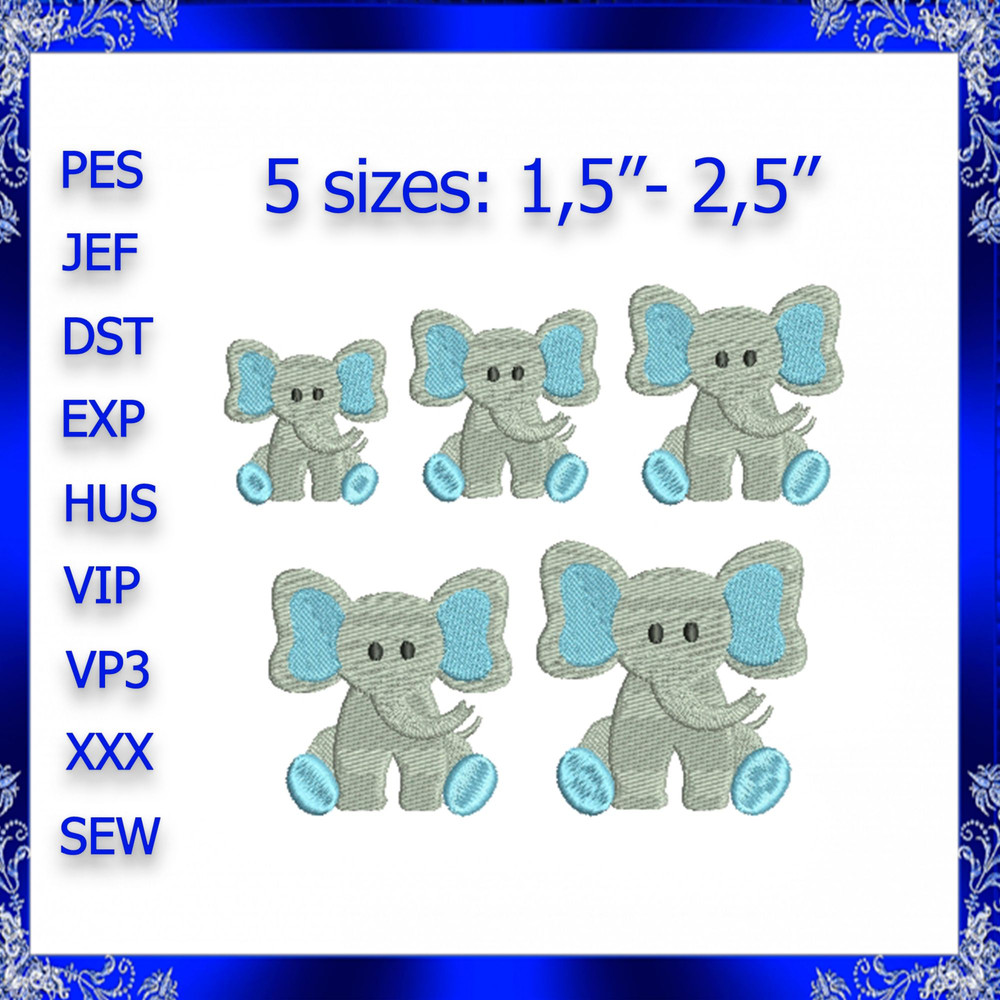 Mini Elephant Machine Embroidery Design Tiny Elephant Embroidery Small Elephant Embroidery Design B 0