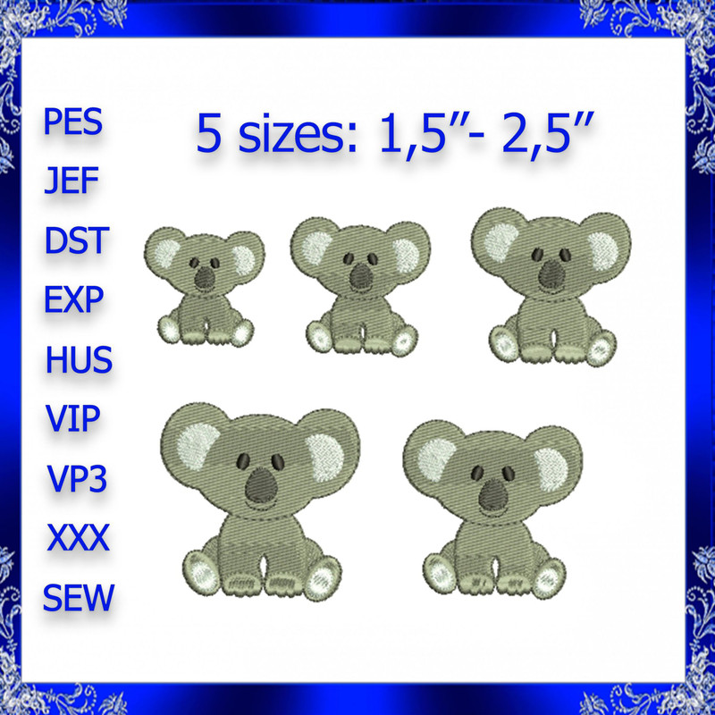 Mini Koala Embroidery Design Tiny Koala Embroidery Mini Koala Embroidery Small Koala Embroidery Emb 0