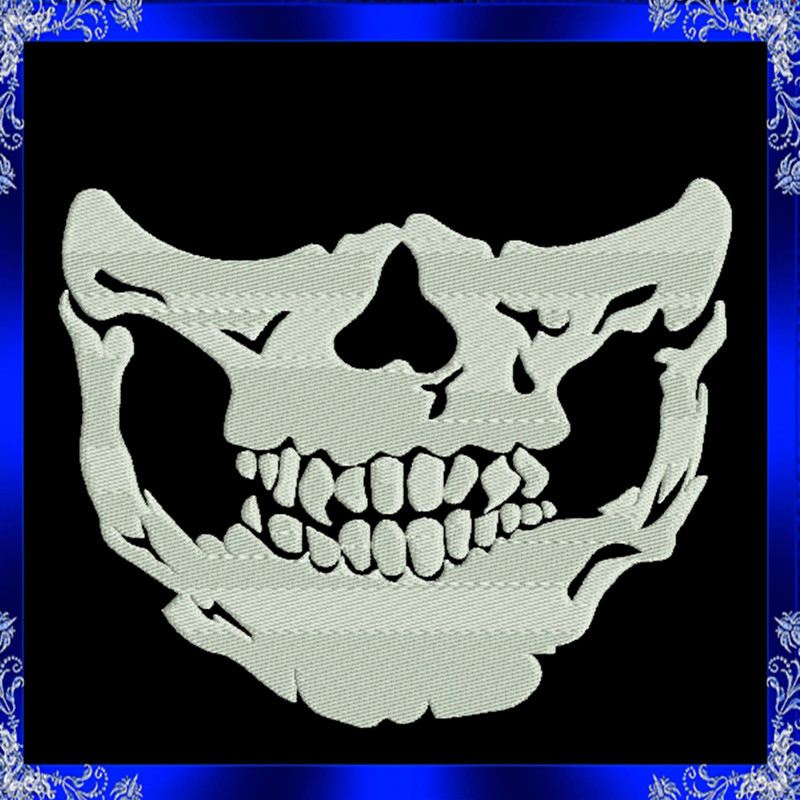 Skull Smile Embroidery Mouth Mask SKELETON Smile Embroidery Design For Mask Skeleton Mouth And Nose 1