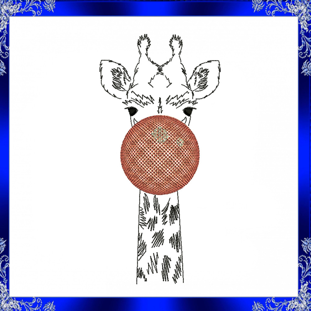 Giraffe With Bubble Gum Machine Embroidery Design Giraffe Machine Embroidery Design Animal Bubble G 1