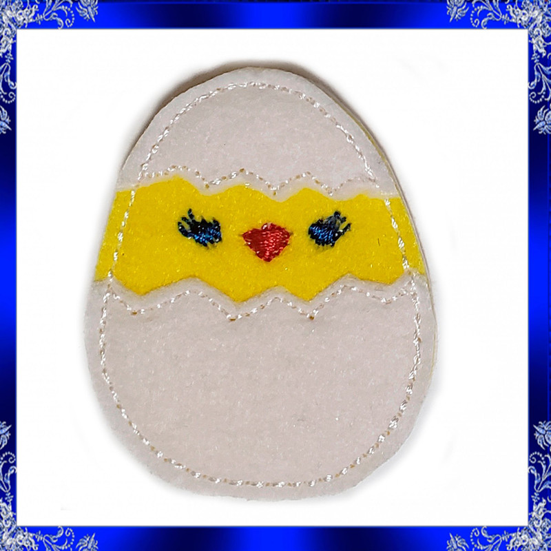 ITH Chickie In Egg Feltie File Chickie Feltie Easter Machine Embroidery Design Egg Chick Chic Peeki 1