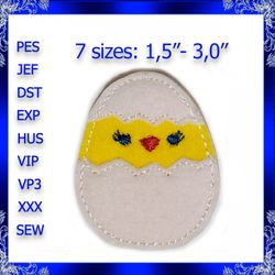 ith chickie in egg feltie file chickie feltie easter machine embroidery design egg chick chic peeking out of egg easter