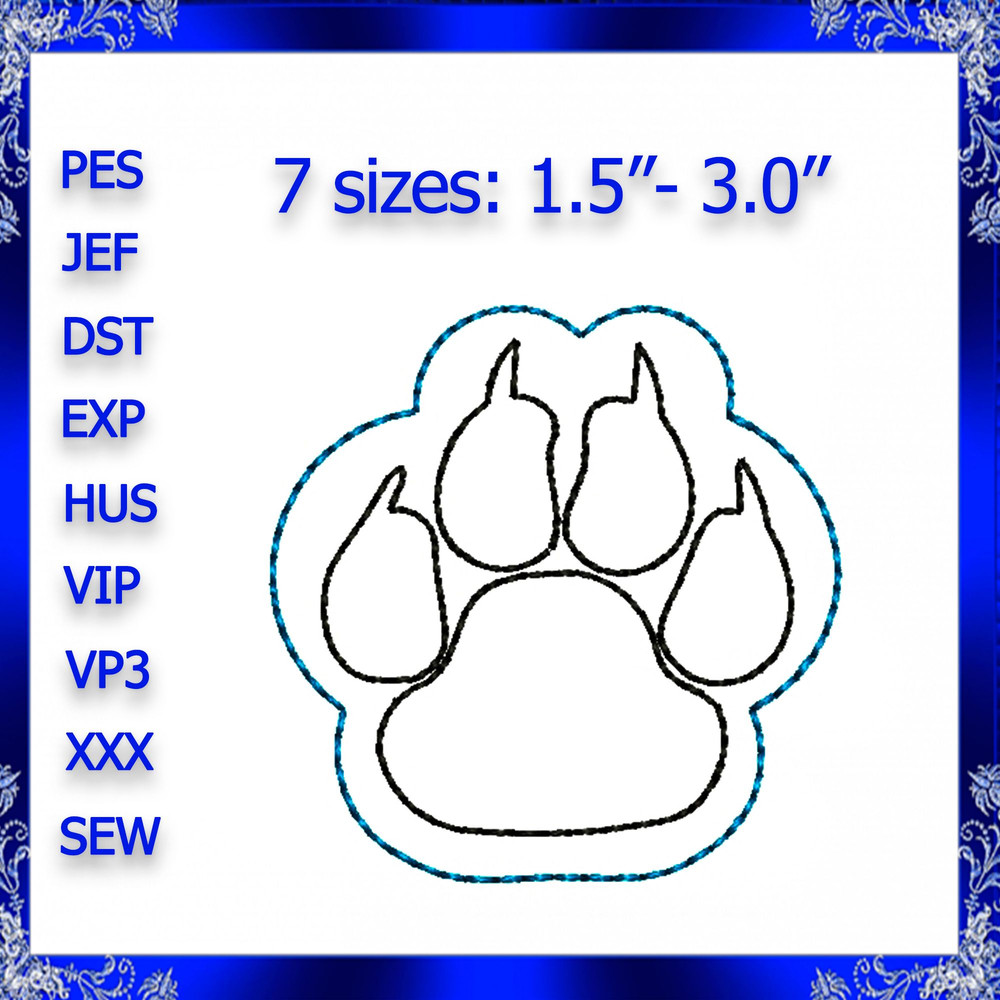 Tiger Paw Feltie File Embroidery Design Paw Print Feltie Embroidery Design Tigers Paw Machine Embro 0