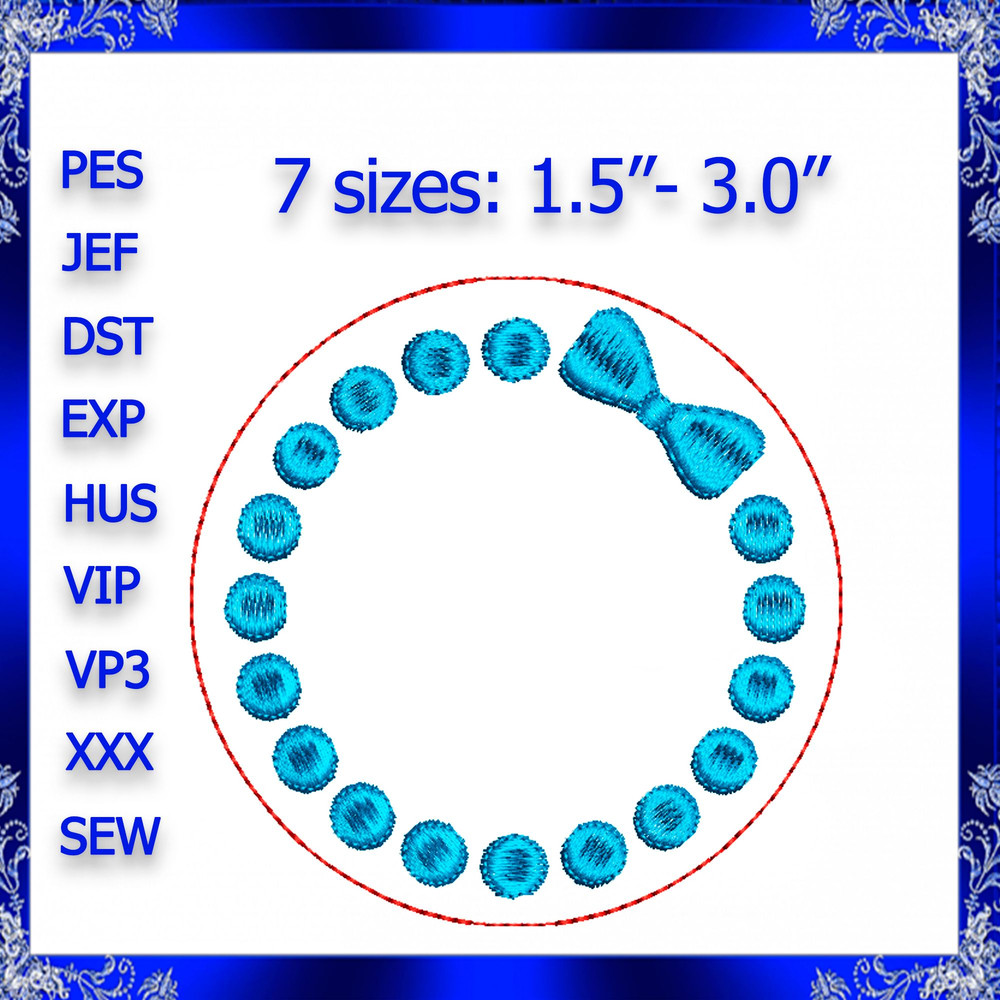 Frame Feltie File Pearl And Bow Feltie Embroidery Design Circle Frame Dot Frame Feltie Bow Embroide 0