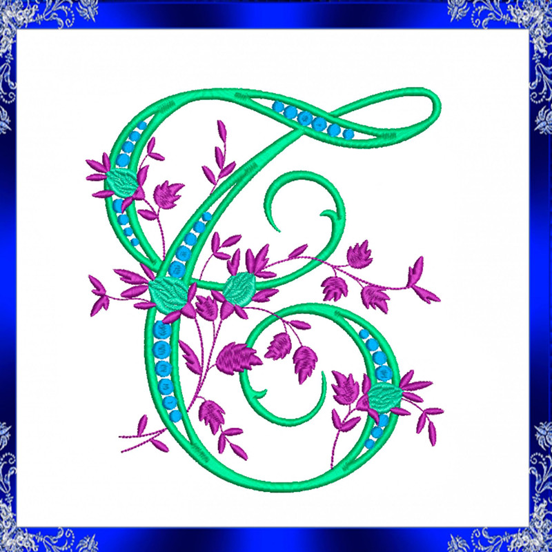 Letter T Monogram Embroidery Floral T Monogram Fancy Vine Monogram Embroidery Floral Monogram Embro 2
