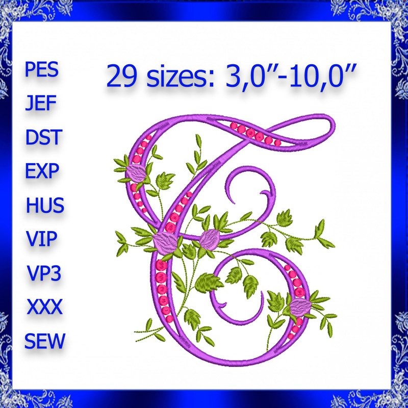 Letter T Monogram Embroidery Floral T Monogram Fancy Vine Monogram Embroidery Floral Monogram Embro 0