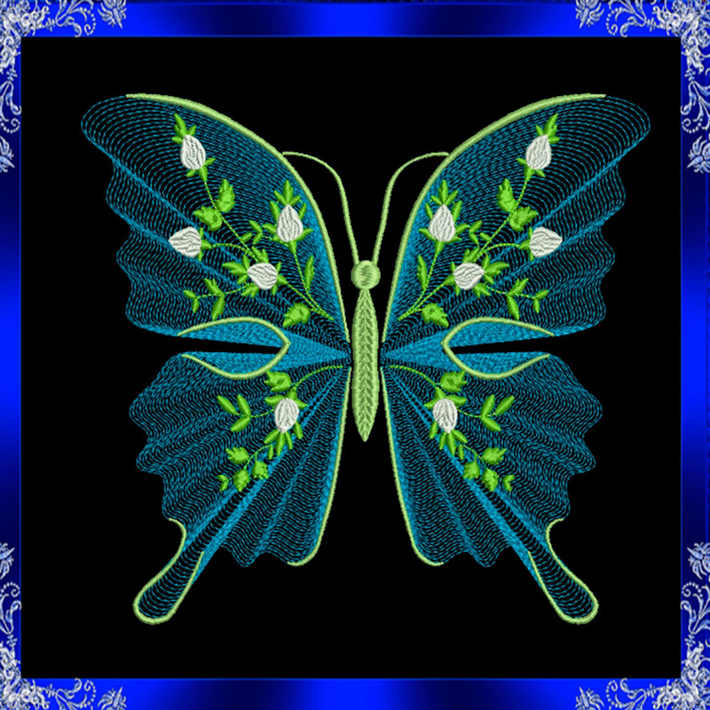 Rippled Butterfly Machine Embroidery Design Butterflies Flower Embroidery Design Flutters Embroider 1