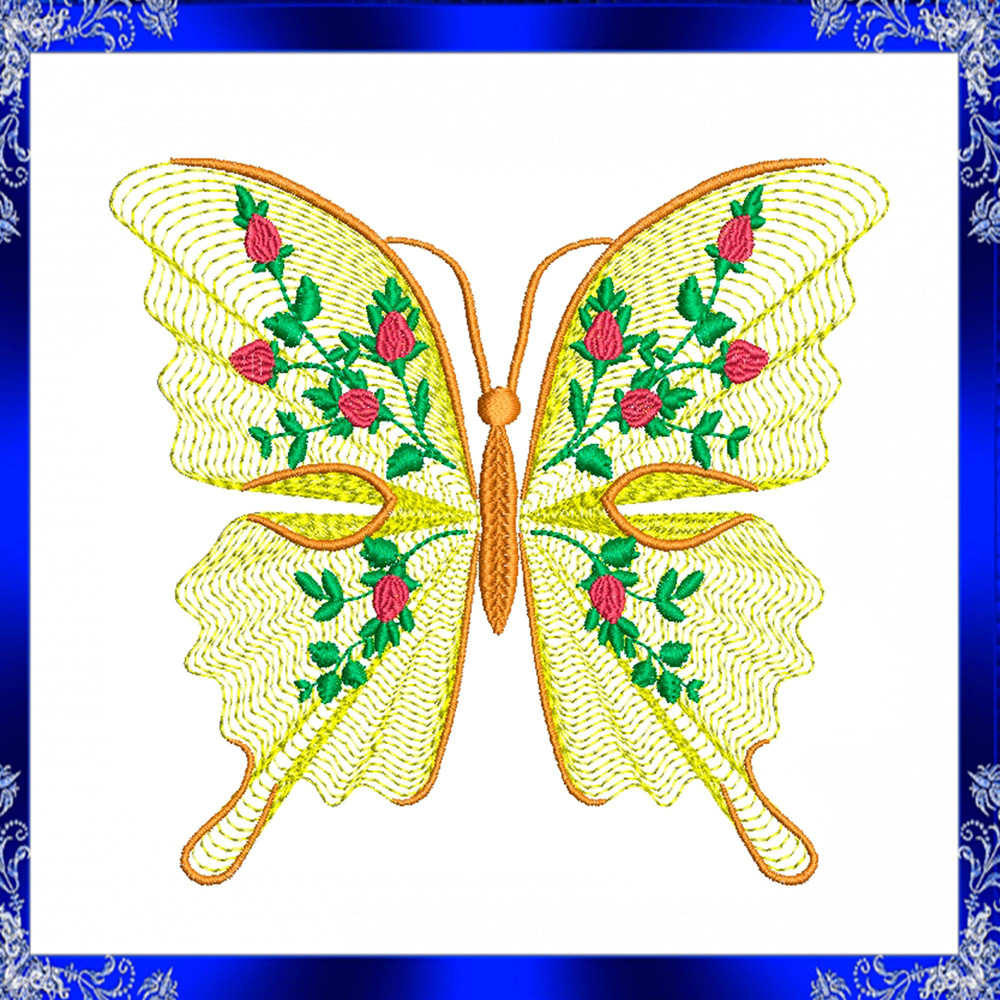 Rippled Butterfly Machine Embroidery Design Butterflies Flower Embroidery Design Flutters Embroider 2