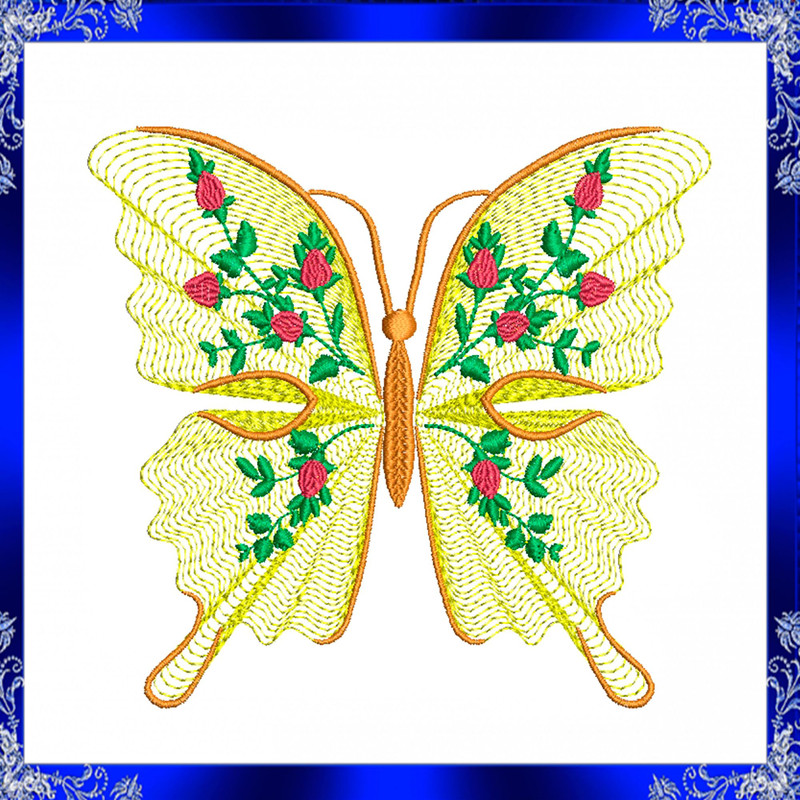 Rippled Butterfly Machine Embroidery Design Butterflies Flower Embroidery Design Flutters Embroider 2