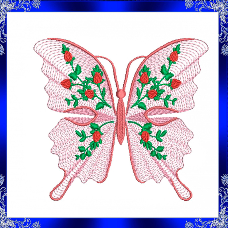 Rippled Butterfly Machine Embroidery Design Butterflies Flower Embroidery Design Flutters Embroider 3
