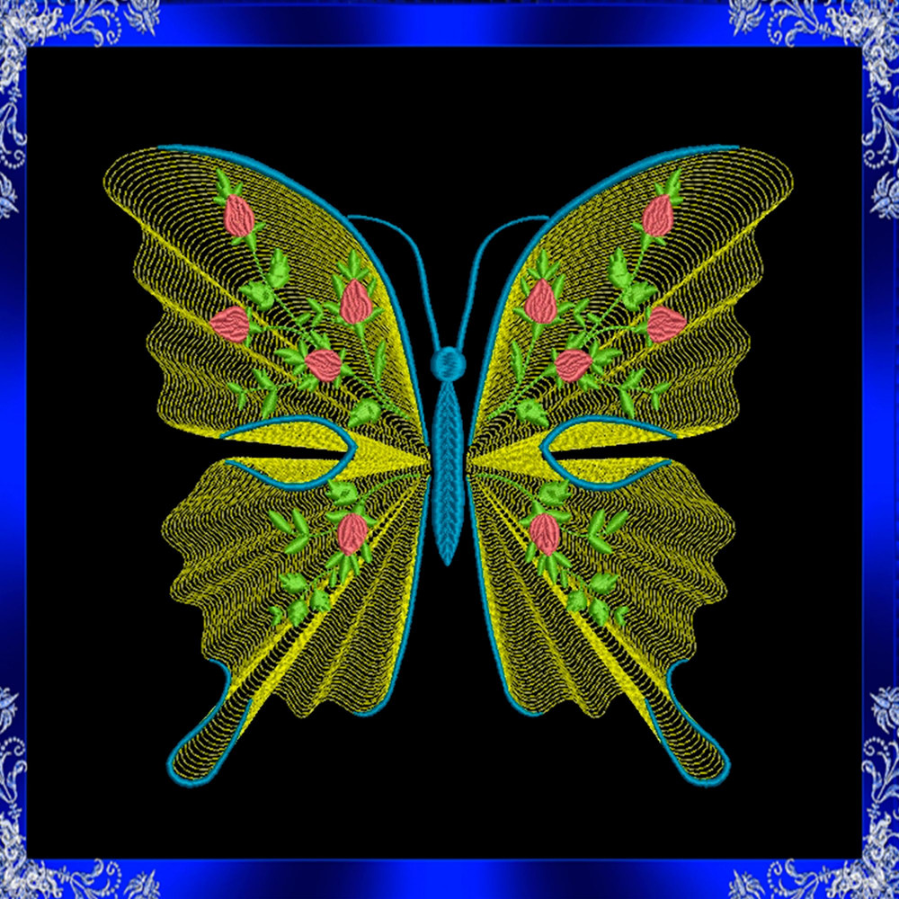 Rippled Butterfly Machine Embroidery Design Butterflies Flower Embroidery Design Flutters Embroider 5