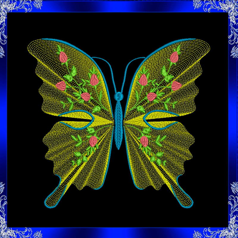 Rippled Butterfly Machine Embroidery Design Butterflies Flower Embroidery Design Flutters Embroider 5