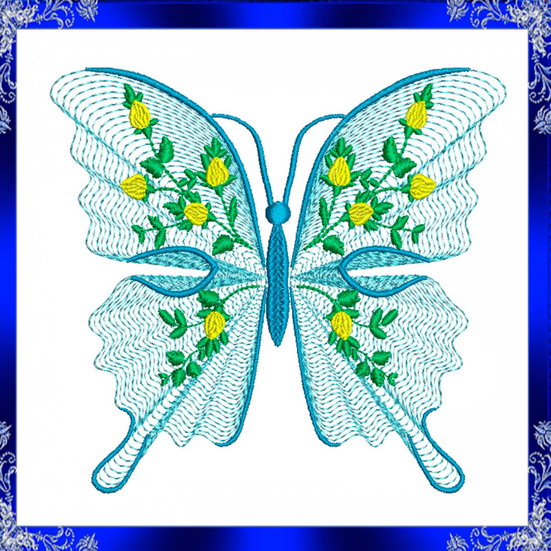 Rippled Butterfly Machine Embroidery Design Butterflies Flower Embroidery Design Flutters Embroider 6