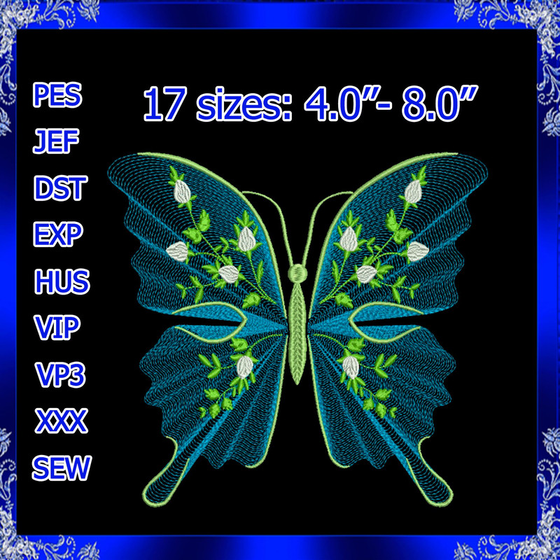 Rippled Butterfly Machine Embroidery Design Butterflies Flower Embroidery Design Flutters Embroider 0