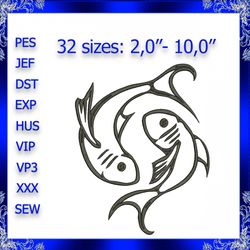 zodiac pisces embroidery design pisces astrology machine embroidery pisces zodiac embroidery design 2 fish symbol astrol