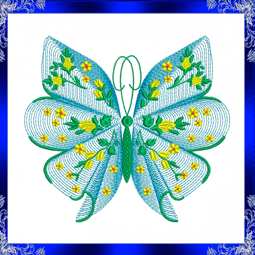 Rippled Butterfly Machine Embroidery Design Butterflies Flower Embroidery Design Flutters Embroider 0