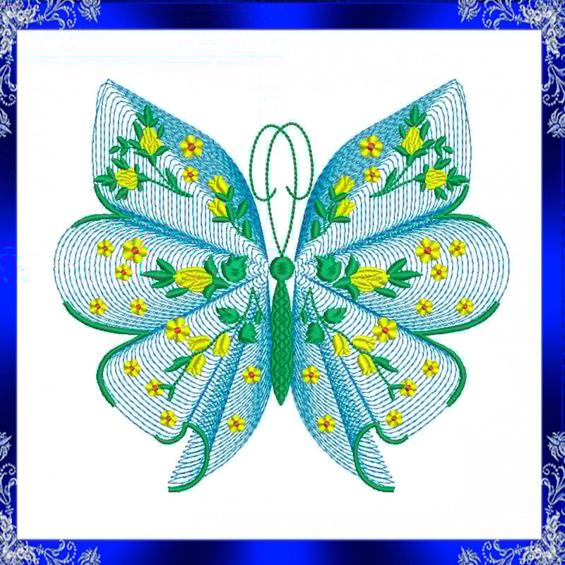 Rippled Butterfly Machine Embroidery Design Butterflies Flower Embroidery Design Flutters Embroider 0