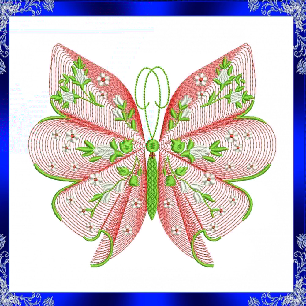Rippled Butterfly Machine Embroidery Design Butterflies Flower Embroidery Design Flutters Embroider 2