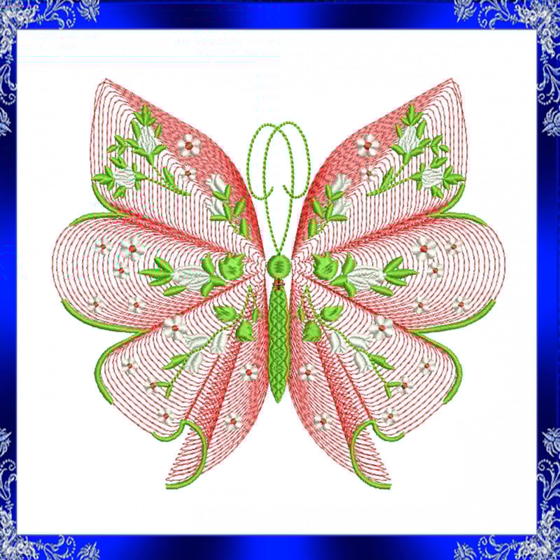 Rippled Butterfly Machine Embroidery Design Butterflies Flower Embroidery Design Flutters Embroider 2