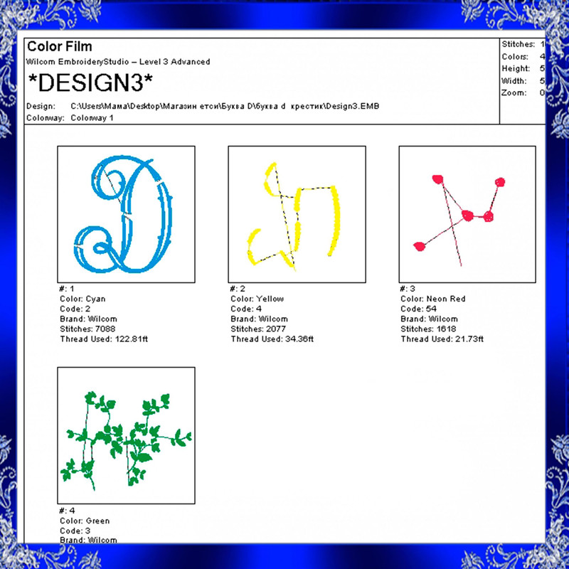 Letter D Monogram Embroidery Floral D Monogram Fancy Vine Monogram Embroidery Floral M Embroidery F 1