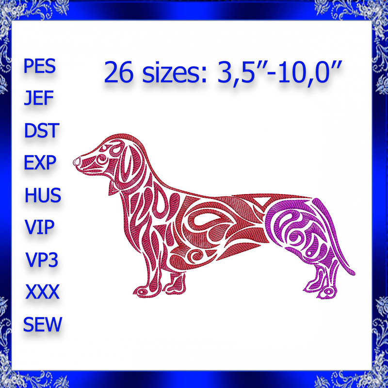 Dachshund Embroidery Design Dachshund Machine Embroidery Design Dog Pug Embroidery Pet 0