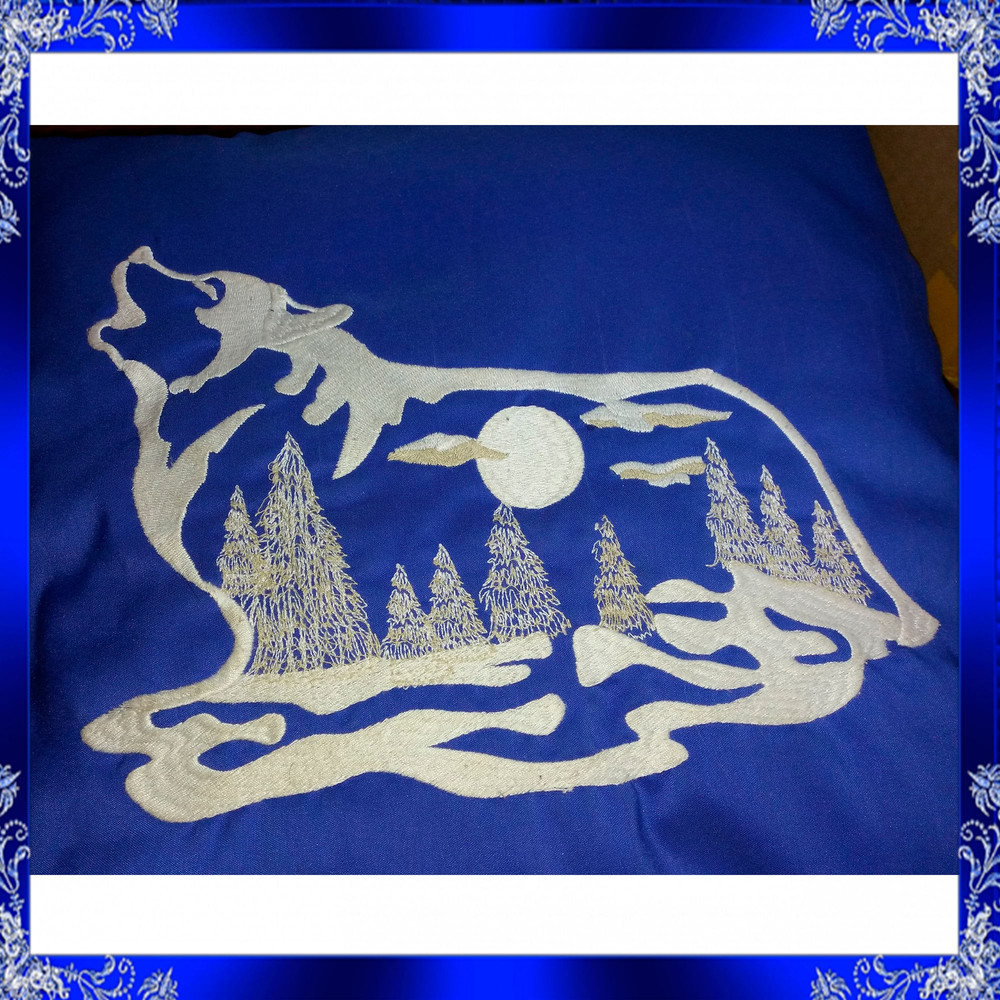 Wolf Machine Embroidery Design Wolf Moon Embroidery Design Wolf Forest Winter Embroidery Wolf 2