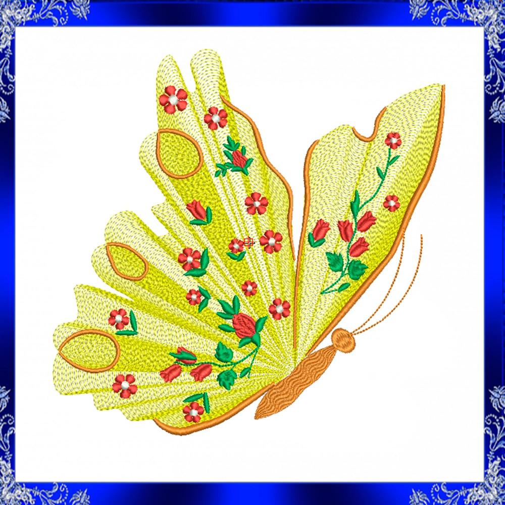 Rippled Butterfly Machine Embroidery Design Butterflies Flower Embroidery Design Flutters Embroider 1