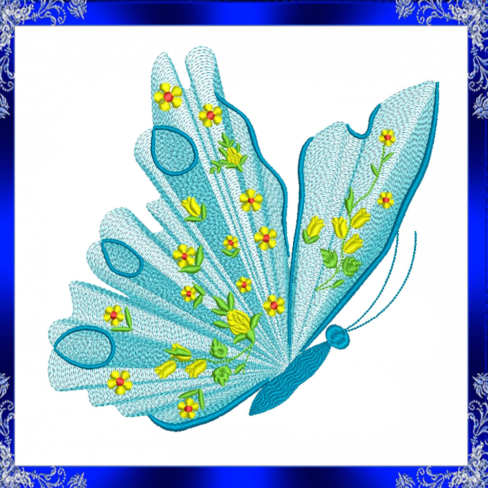 Rippled Butterfly Machine Embroidery Design Butterflies Flower Embroidery Design Flutters Embroider 2