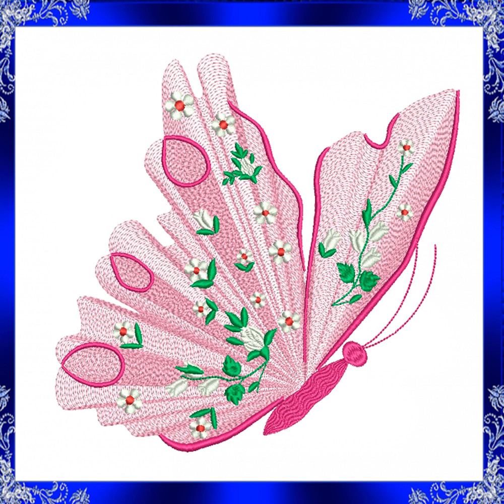 Rippled Butterfly Machine Embroidery Design Butterflies Flower Embroidery Design Flutters Embroider 3