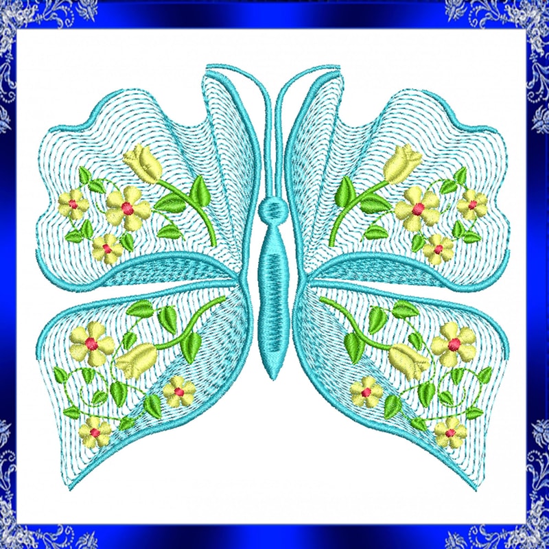 Rippled Butterfly Machine Embroidery Design 589 2